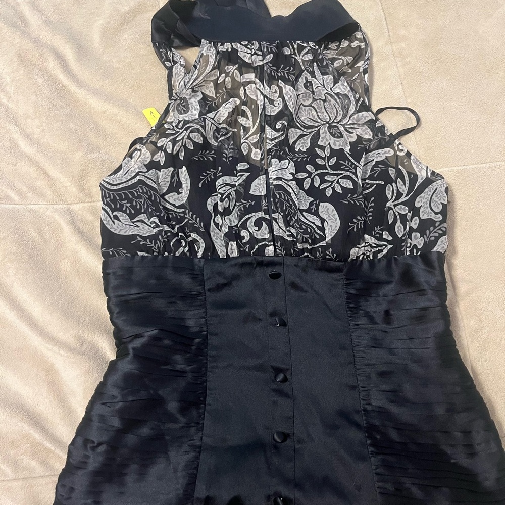 Elegant Black and White Silk Halter Top